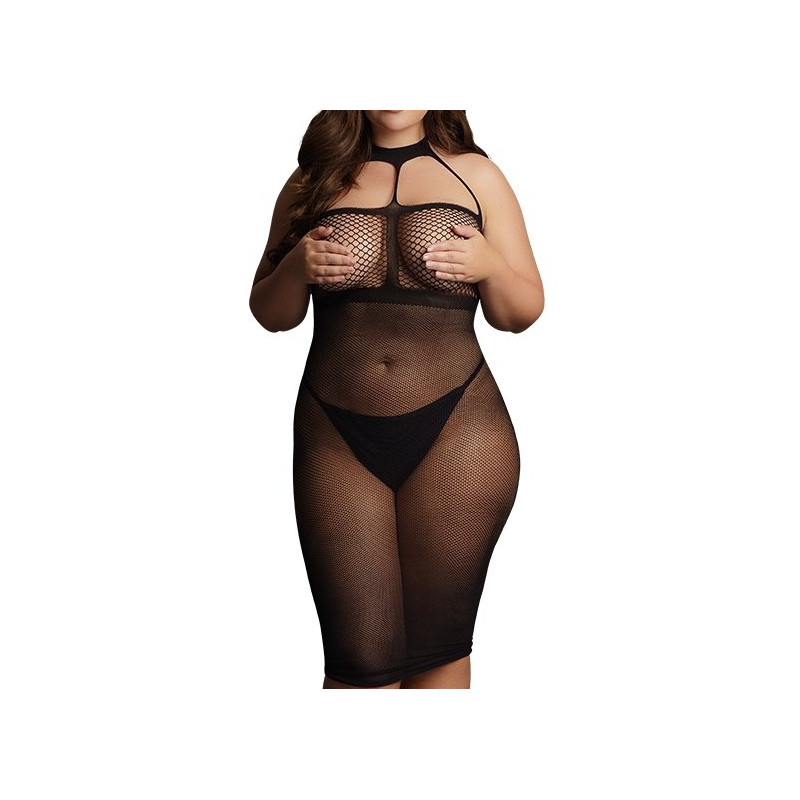Le Désir Robe Résille Grande taille HIGH NECK Noire